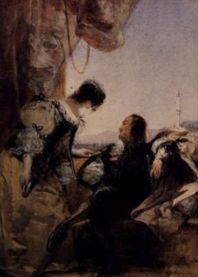 Um Cavaleiro e sua Senhora num Terraço, Génova de Richard Parkes Bonington