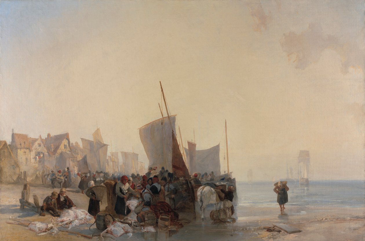 Um mercado de peixe perto de Boulogne de Richard Parkes Bonington