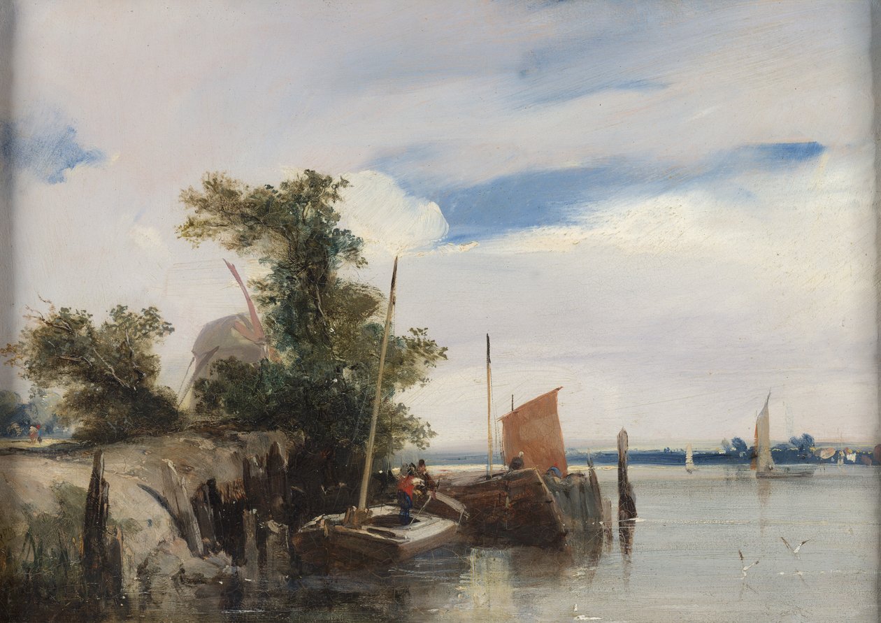 Barcaças sobre um rio de Richard Parkes Bonington