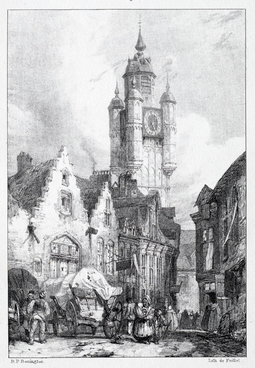 Bergues: The Market Tower, 1824. de Richard Parkes Bonington