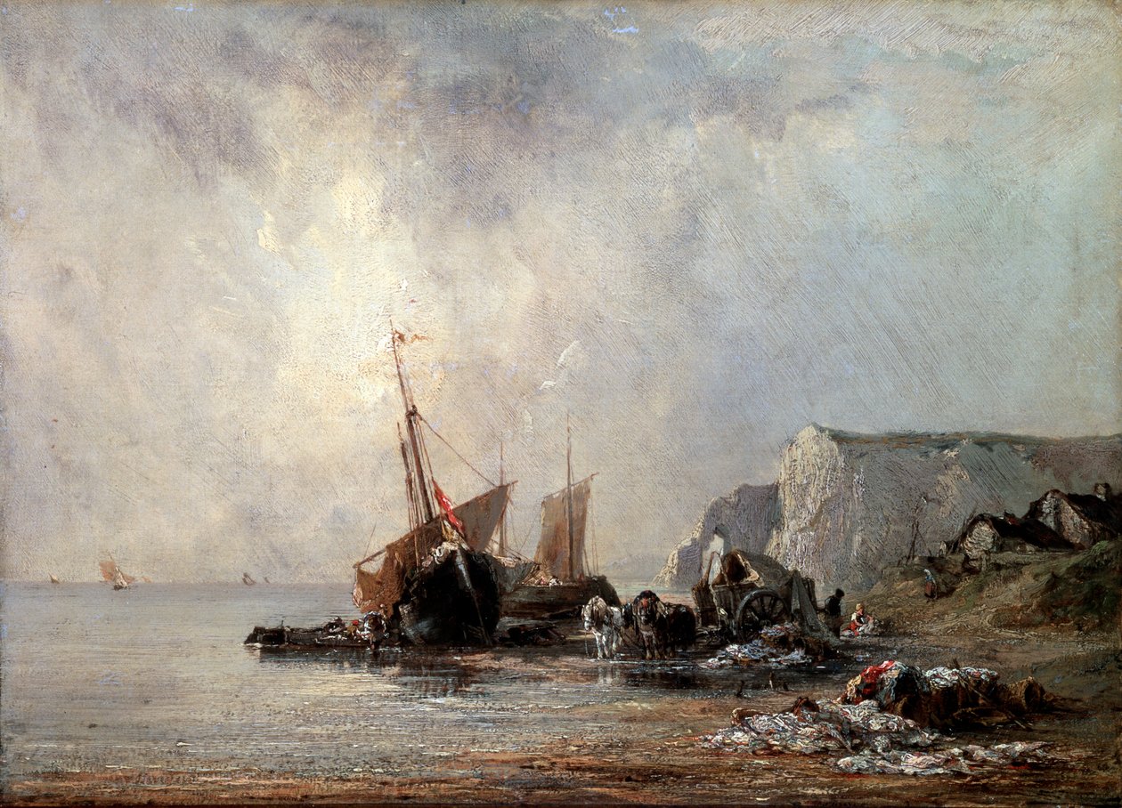 Barcos na costa da Normandia, 1823. de Richard Parkes Bonington