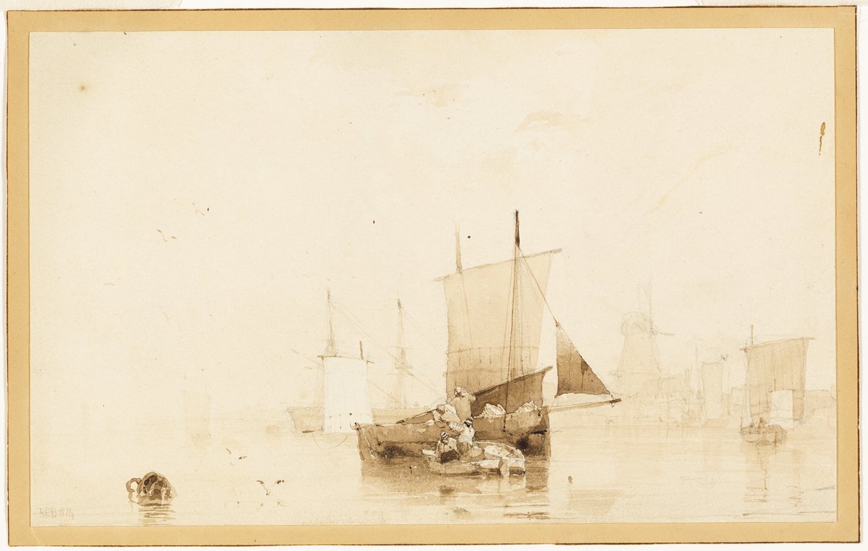 Barcos em um porto de Richard Parkes Bonington