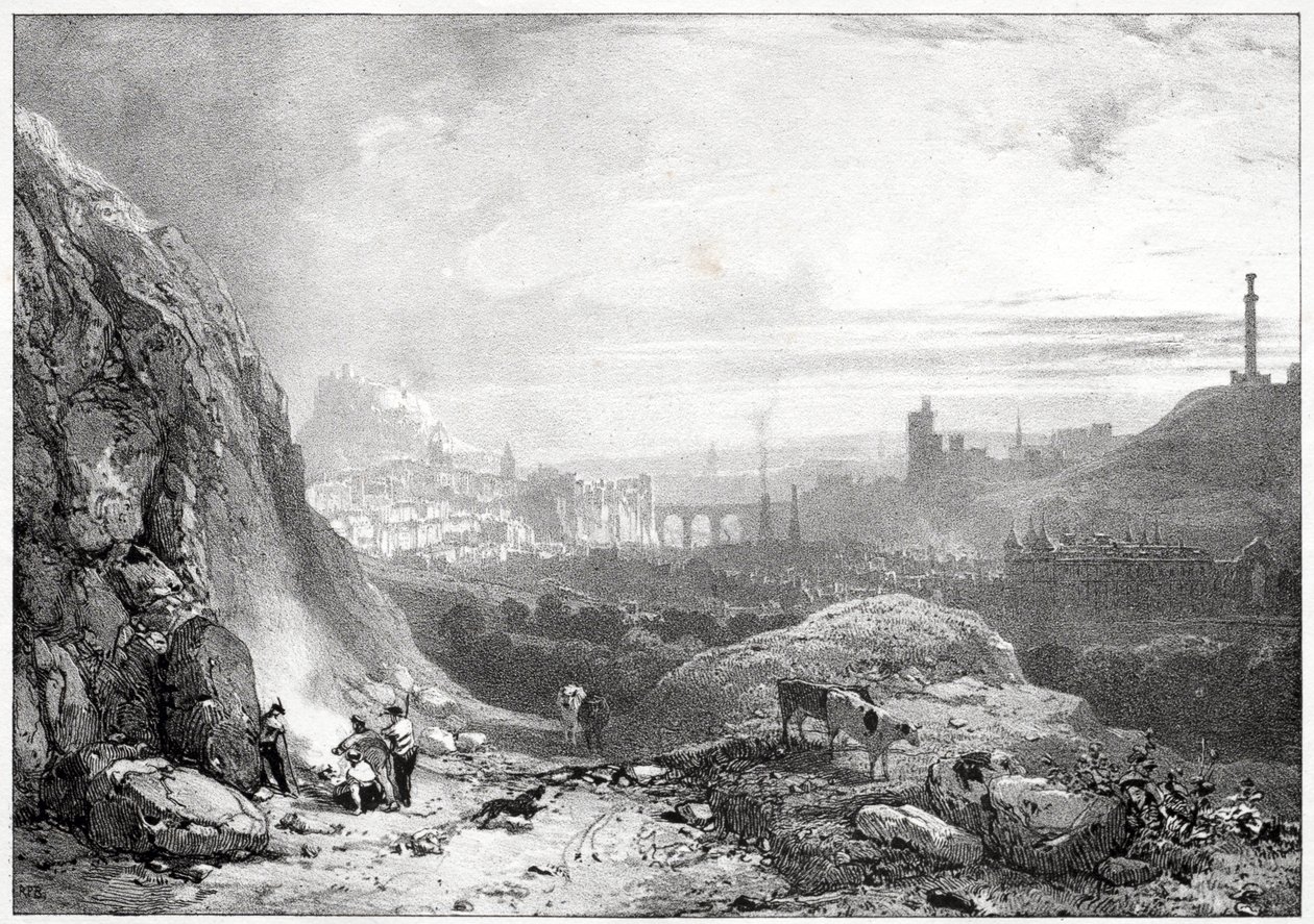 Edimburgo vista da Capela de Santo António de Richard Parkes Bonington
