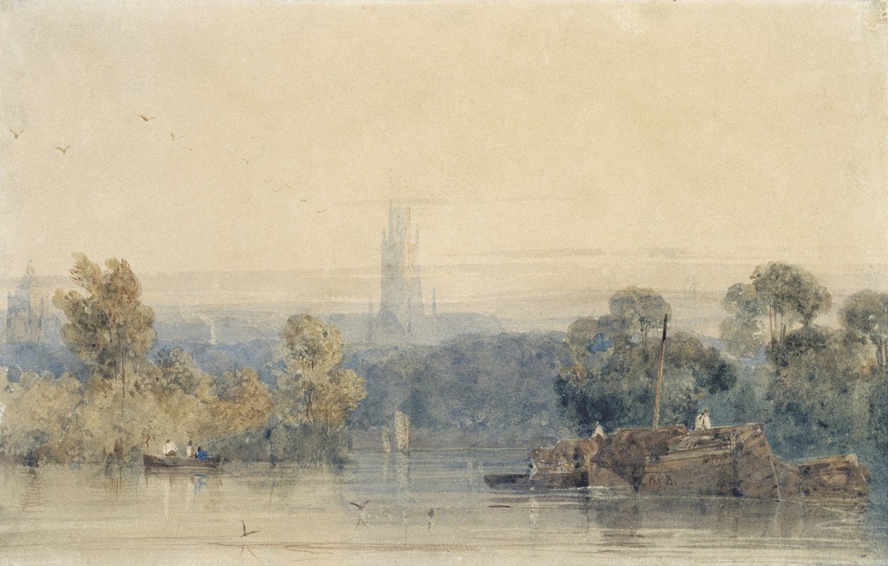 Perto de Boston, Lincolnshire (grafite e aguarela sobre papel) de Richard Parkes Bonington