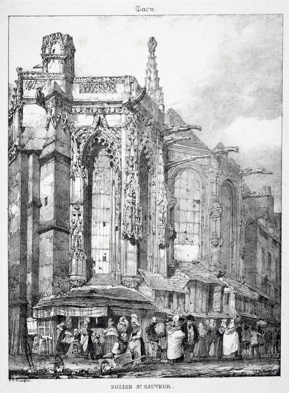 Restos e fragmentos de arquitetura da Idade Média: Igreja de St. Sauveur, Caën de Richard Parkes Bonington