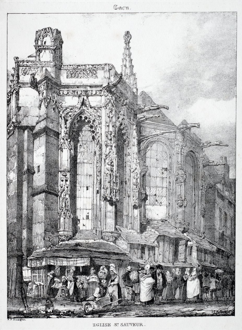 Restos e fragmentos de arquitetura da Idade Média: Igreja de St. Sauveur, Caën de Richard Parkes Bonington
