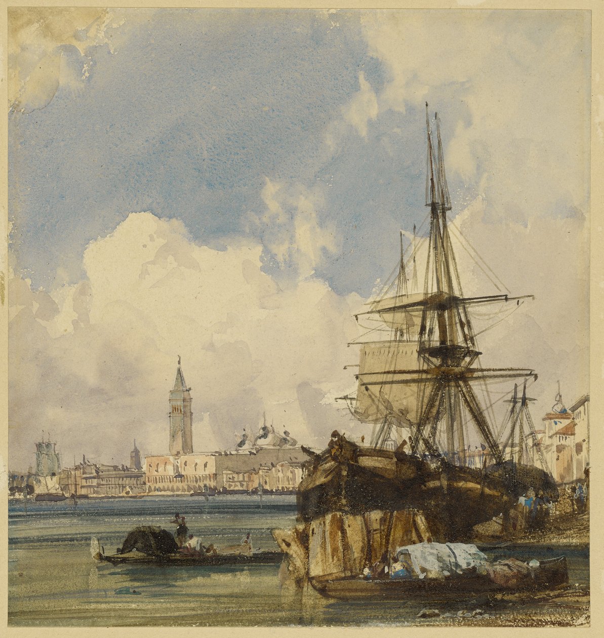 Riva degli Schiavoni, perto de San Biagio, Veneza de Richard Parkes Bonington
