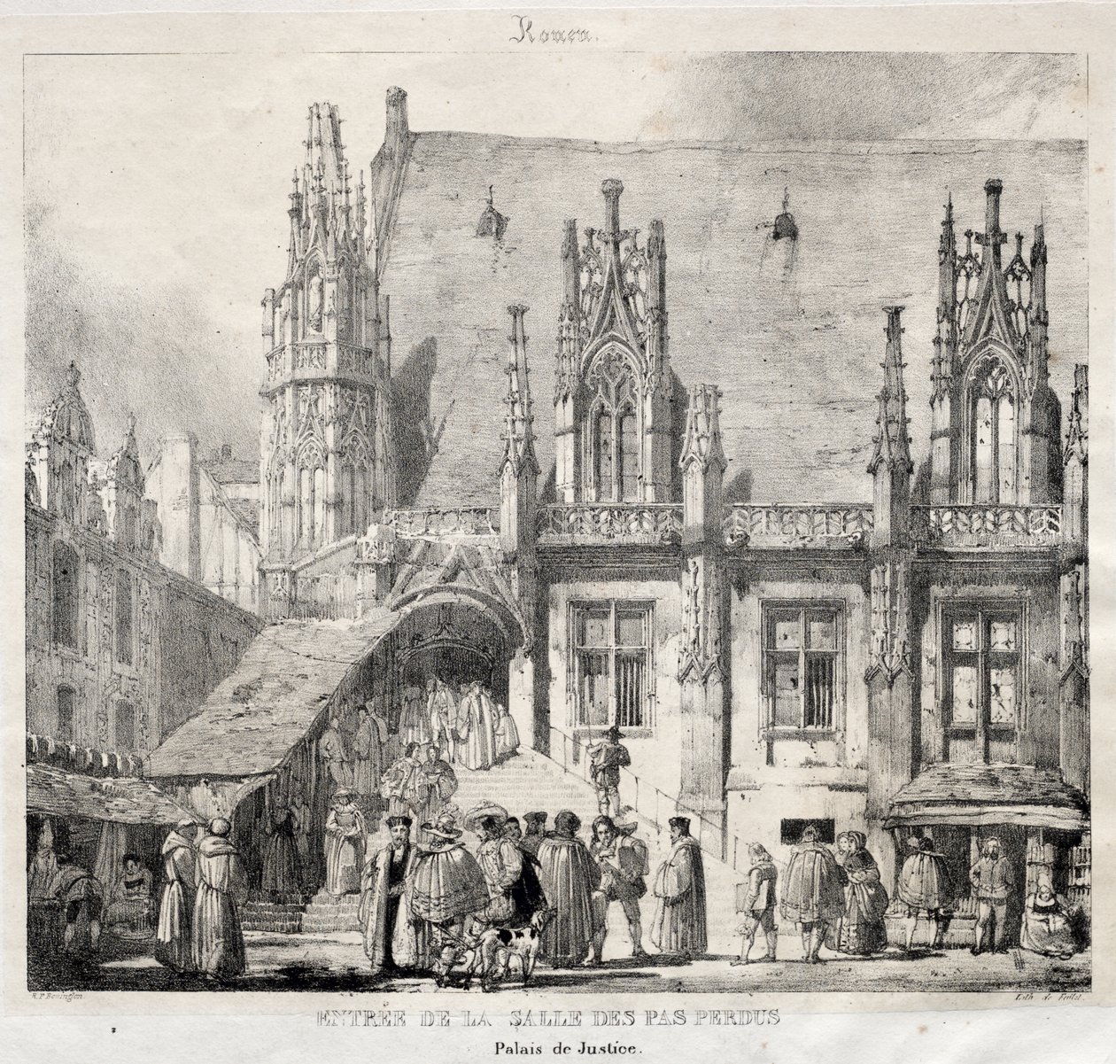 Rouen: entrada para a Salle des Pas Perdus, Palais du Justice de Richard Parkes Bonington