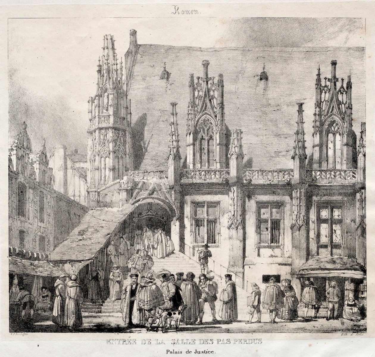 Rouen: Entrada para a Salle des Pas Perdus, Palácio da Justiça, 1824. de Richard Parkes Bonington