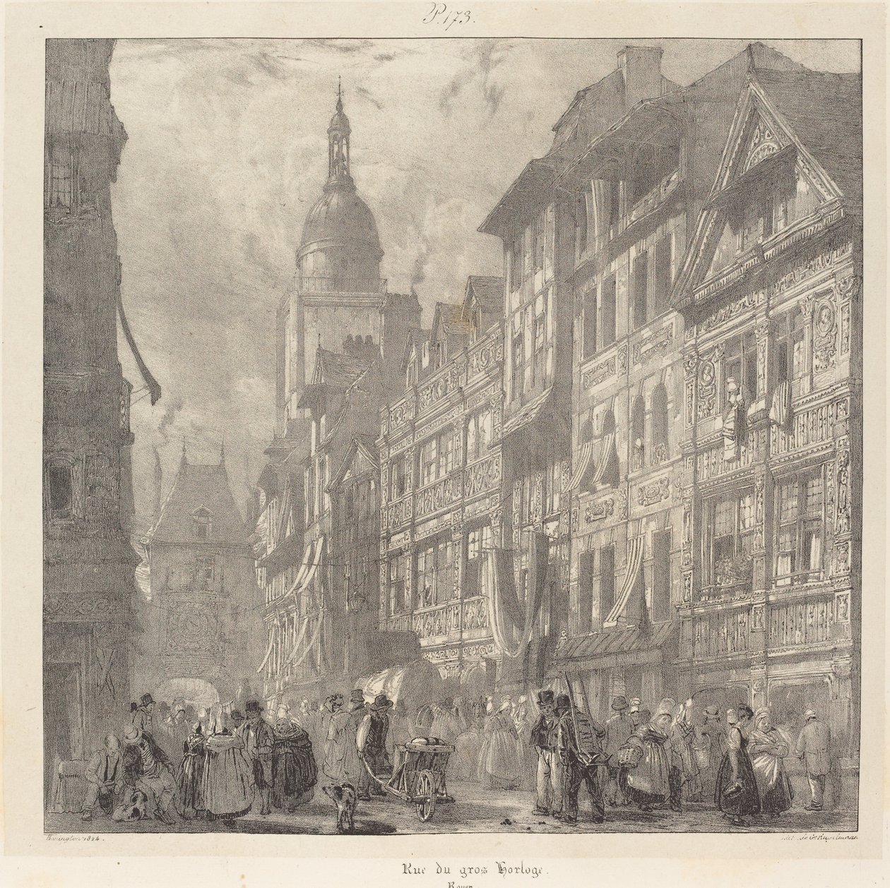 Rue du Gros-Horloge, Rouen de Richard Parkes Bonington