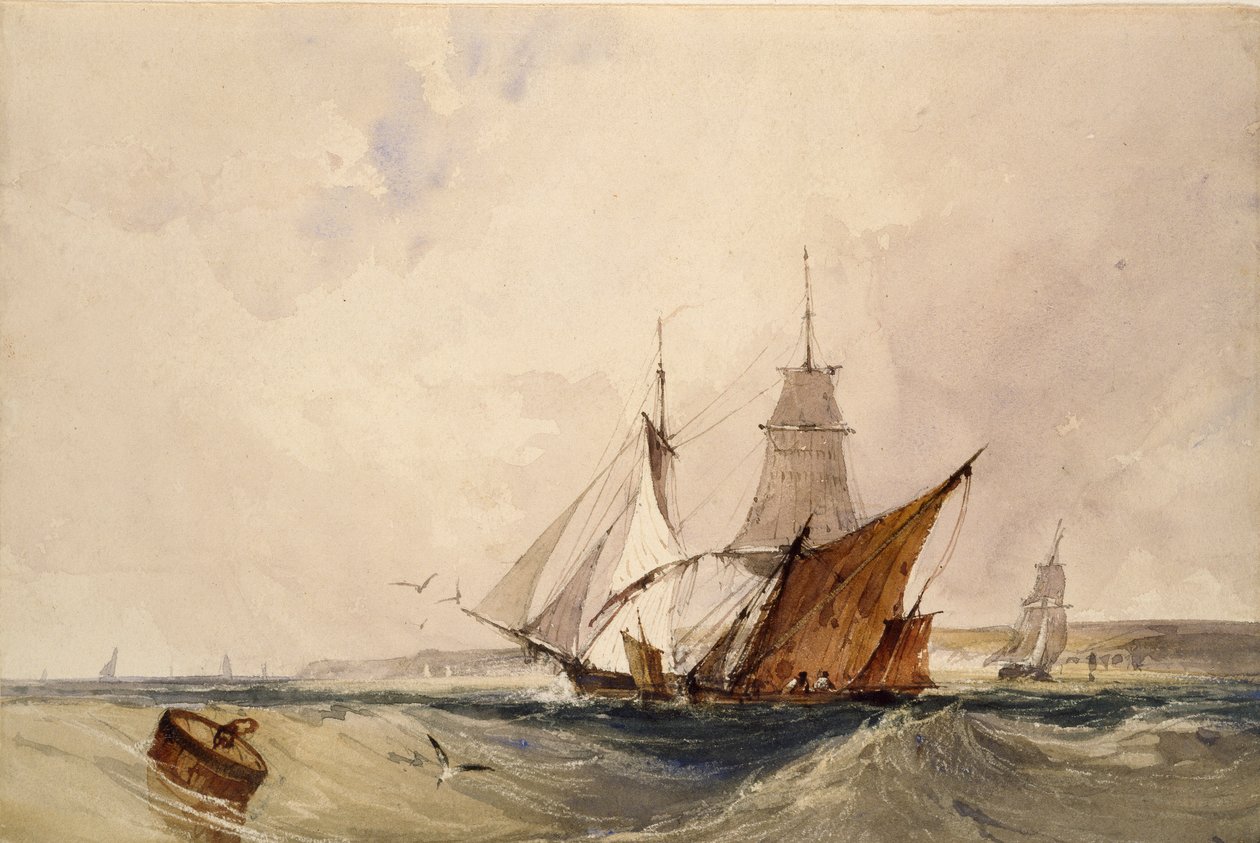 Navegação ao largo da costa de Kent, c1820s de Richard Parkes Bonington