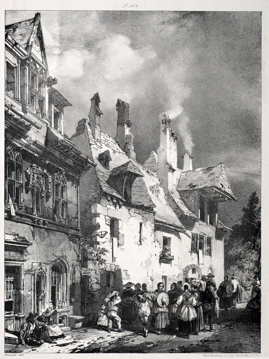 Rua nos arredores de Besançon, França, 1827. de Richard Parkes Bonington