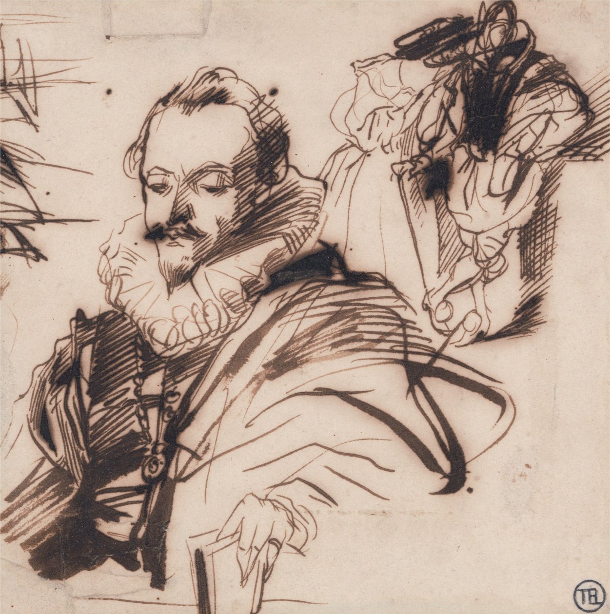 Estudo de um cavalheiro com traje do século XVII de Richard Parkes Bonington
