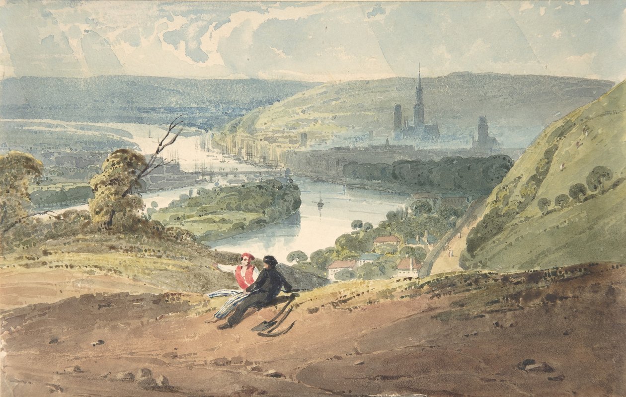 Vista de Rouen da colina de Santa Catarina, 1821-22. de Richard Parkes Bonington
