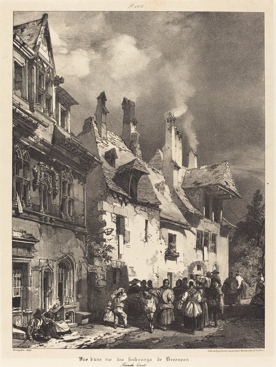 Vista de uma rue des Faubourgs de Besançon (Vista de uma rua nos arredores de Besançon) de Richard Parkes Bonington