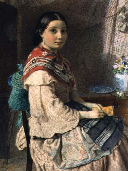 A Fishergirl (aguarela sobre papel) de Richard Peter Richards