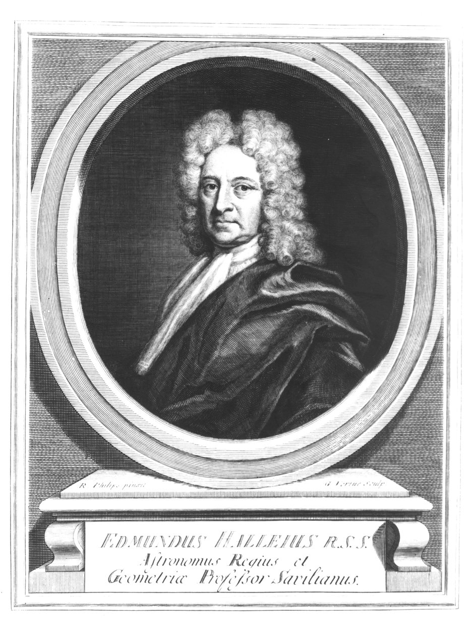 Retrato de Edmond Halley (1656-1742), gravado por George Vertue (1684-1756) (foto bw) de Richard Philips