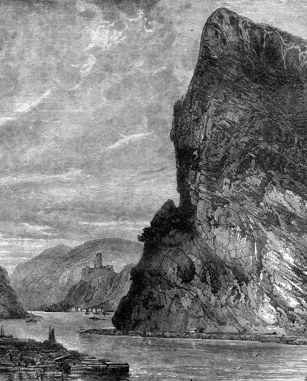 Loreley rock, perto de St Goarshausen, Alemanha, século XIX de Richard Principal Leitch