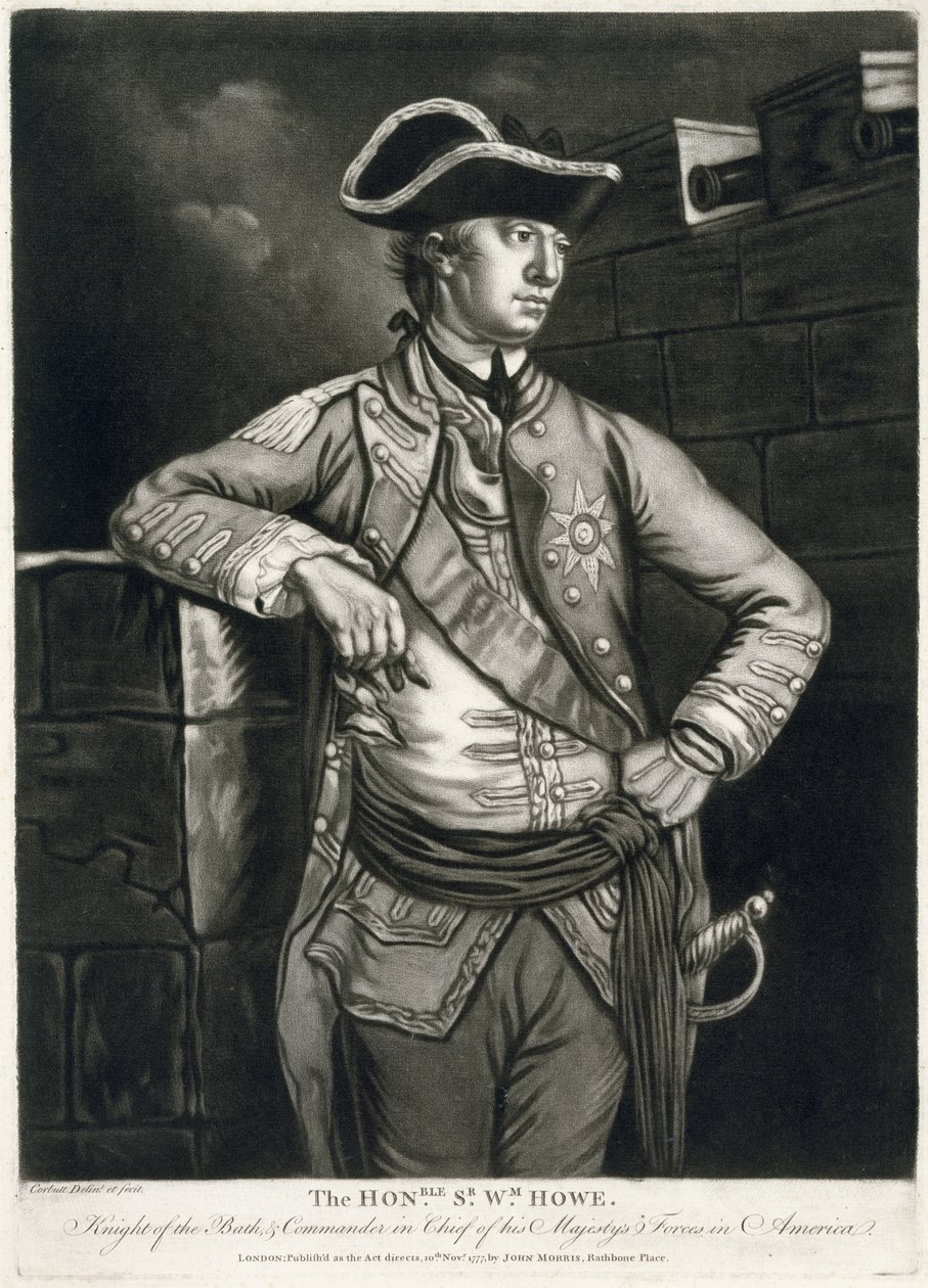 O Honble. Sr. Wm. Howe, Cavaleiro do Banho e Comandante-em-chefe das Forças de Sua Majestade na América de Richard Purcell
