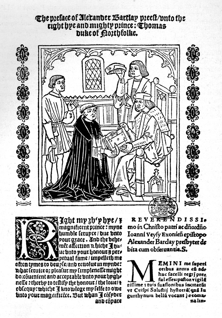 O tradutor que apresenta seu livro ao duque de Norfolk., C1500-1520, 1923 de Richard Pynson