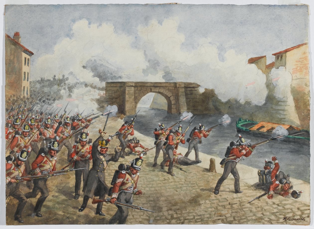 O 27º Regimento de Inniskilling em Toulouse, 10 de abril de 1814, por volta de 1900 de Richard Simkin