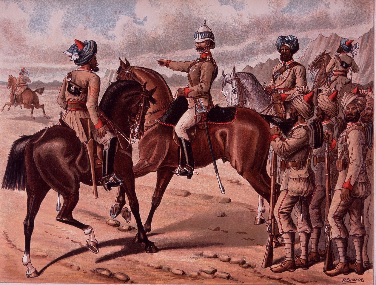 The Corps of Guides, c.1895 (cor litho) de Richard Simkin