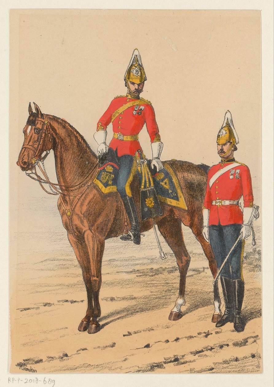 Dois soldados britânicos Nove representações de uniformes militares britânicos (título da série) de Richard Simkin