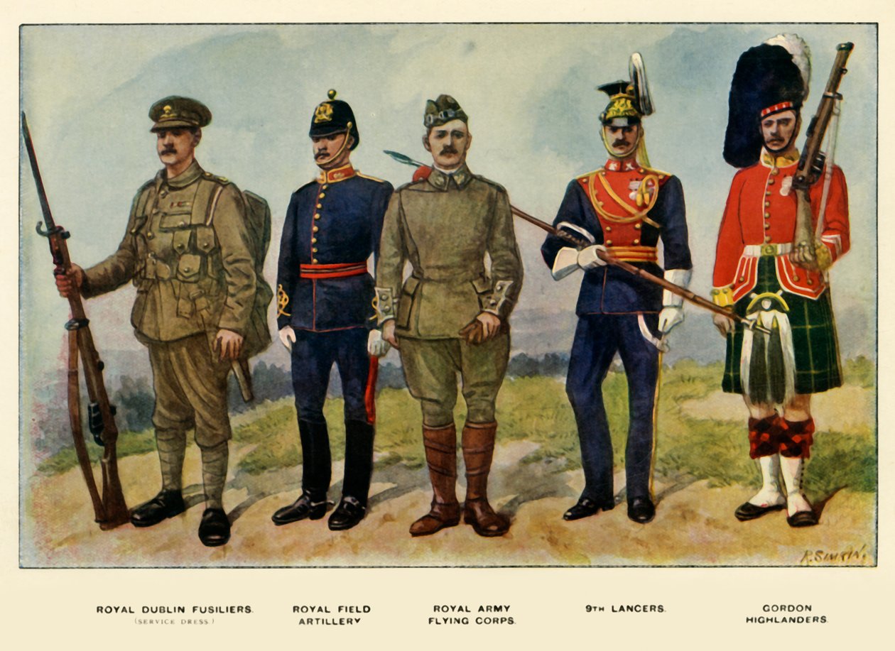 Tipos do exército britânico, 1919. de Richard Simkin