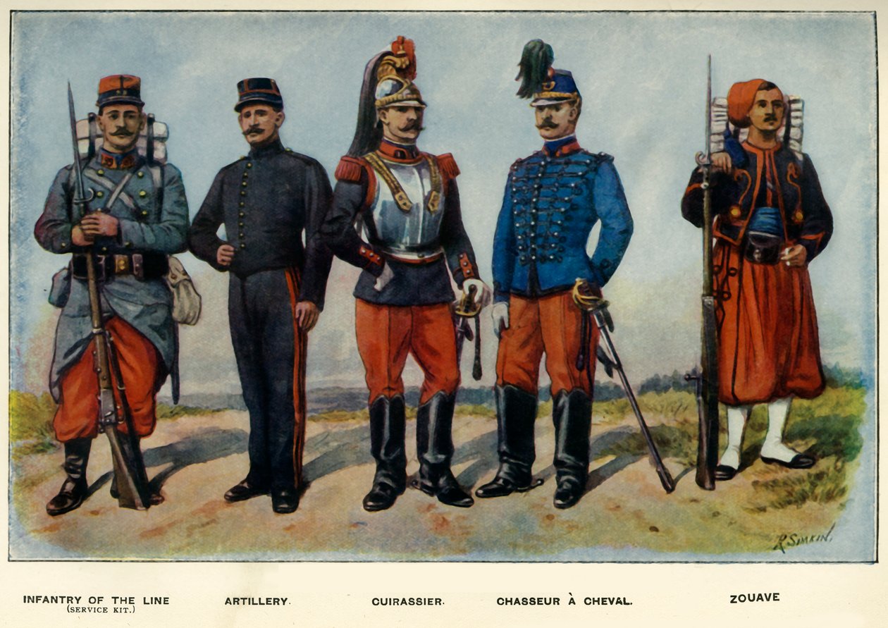 Tipos do exército francês, 1919. de Richard Simkin
