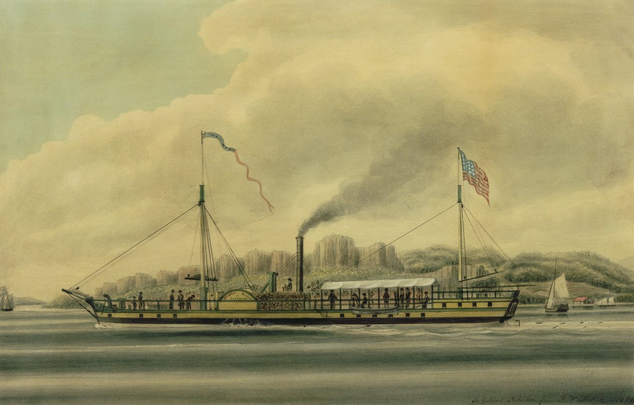 O barco a vapor do rio Hudson, &39;Clermont&39;, c.1858 de Richard Varick De Witt