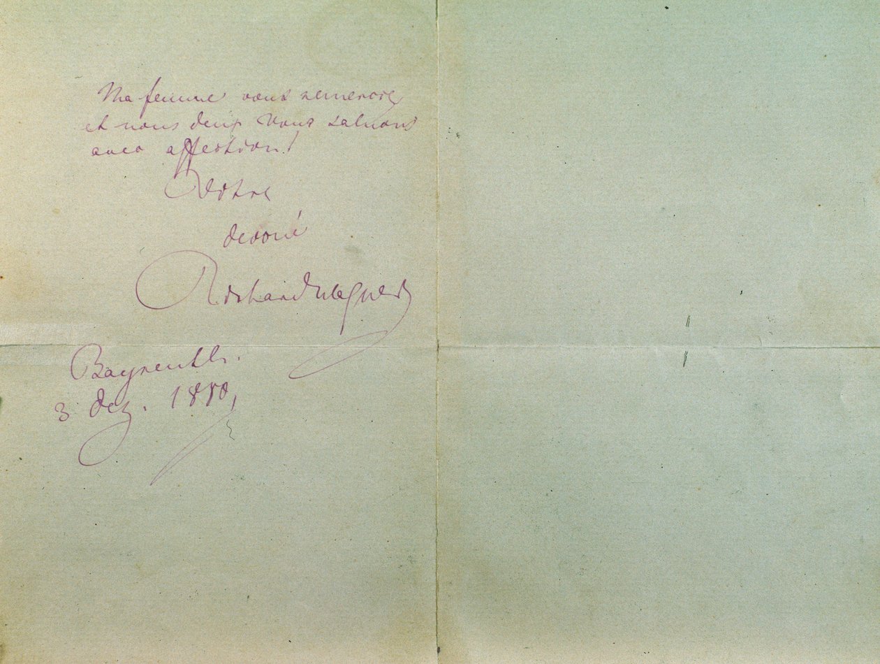 Carta manuscrita de Richard Wagner para Luigi Mancinelli, 3 de dezembro de Richard Wagner