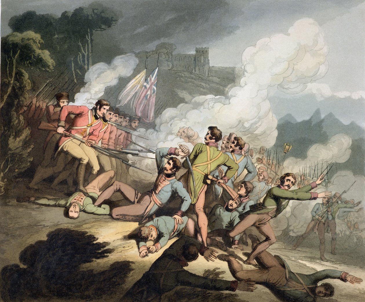 Busaco, 27 de setembro de 1810, de "As vitórias do duque de Wellington", gravado por T. Fielding, bar. 1819 de Richard Westall
