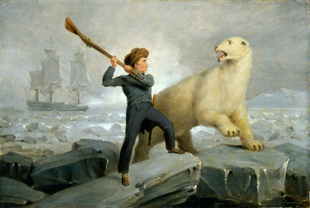 Nelson e o urso, c.1806 (óleo sobre painel de carvalho) de Richard Westall