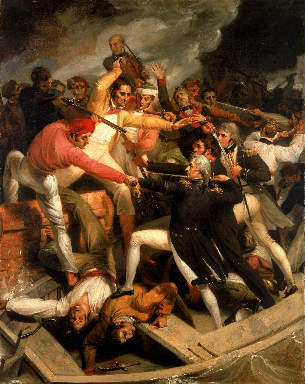Nelson em conflito com uma lancha espanhola, julho de 1797 de Richard Westall