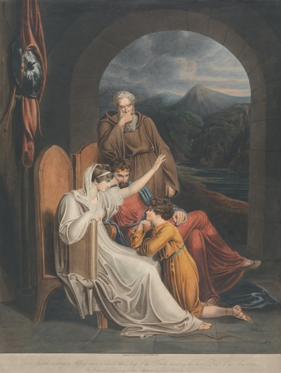 A rainha Judith lê para o jovem Alfred de Richard Westall