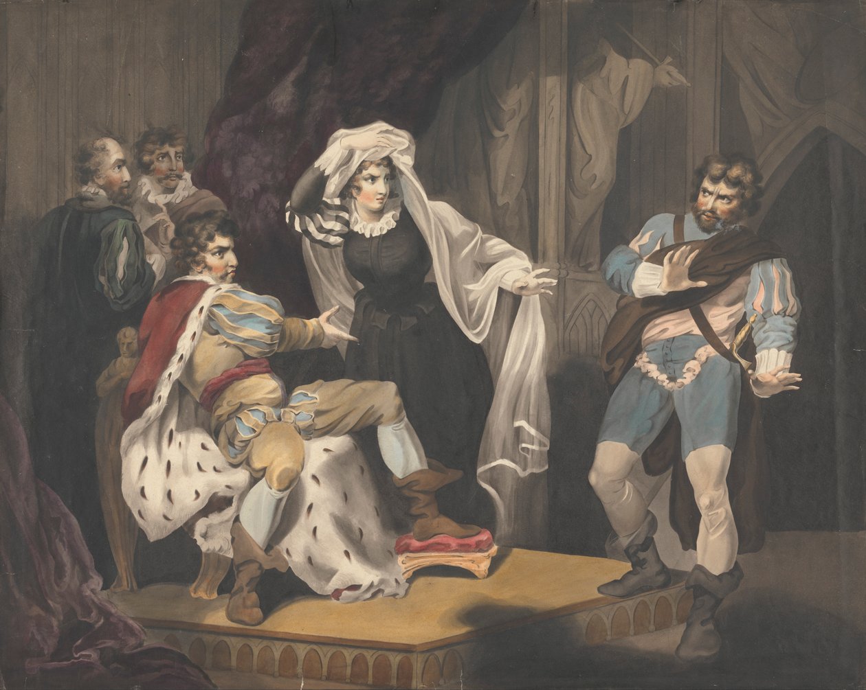 Figuras teatrais sobre um trono de Richard Westall