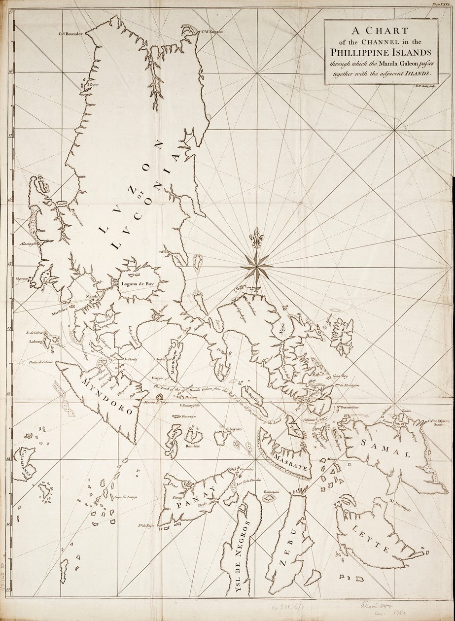 Carta do canal das ilhas Filipinas através do qual passa o Manila Galeon e das ilhas adjacentes de Richard William Seale