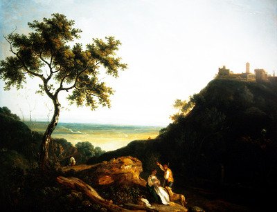 Uma Paisagem Galesa com Figuras (óleo sobre tela) de Richard Wilson