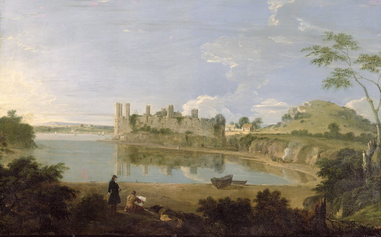 Castelo de Caernarvon, c.1745-50 (óleo sobre tela) de Richard Wilson