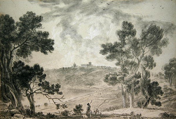 Castel Gandolfo (giz preto sobre papel) de Richard Wilson