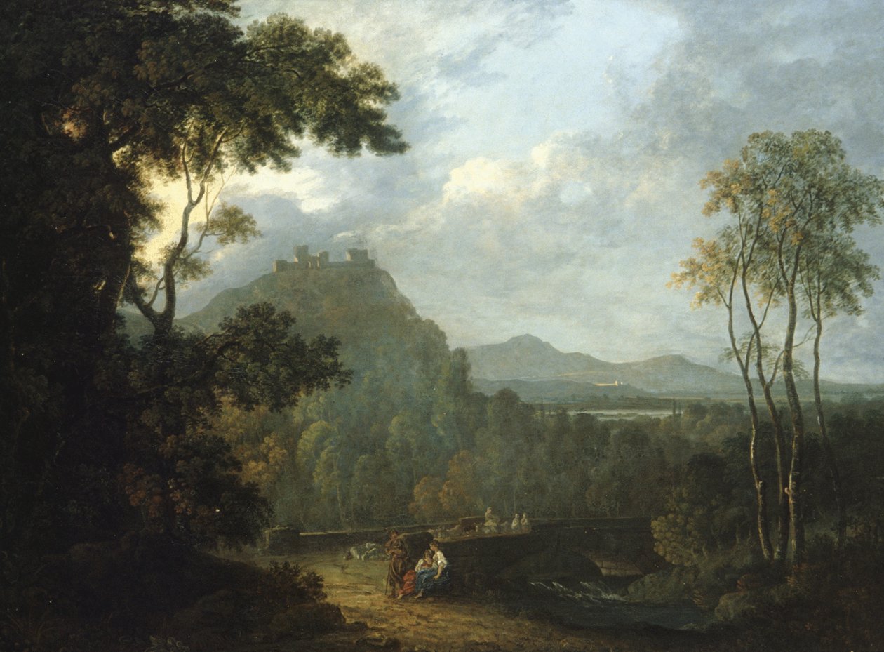 Castelo de Dinas Bran, perto de Llangollen II, c.1770 (óleo sobre tela) de Richard Wilson