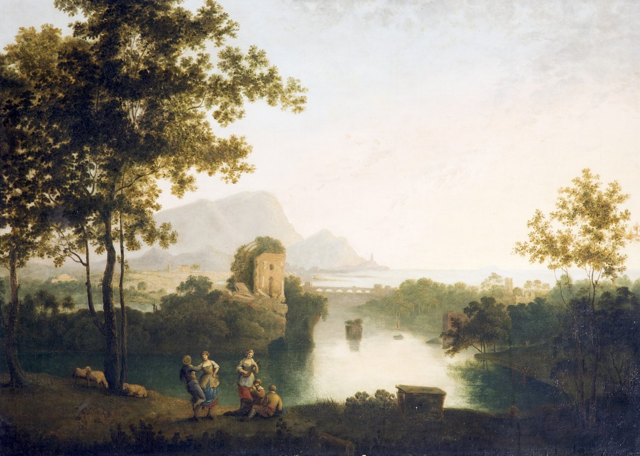 Noite no Rio Mouth com os camponeses a dançar (óleo sobre tela) de Richard Wilson