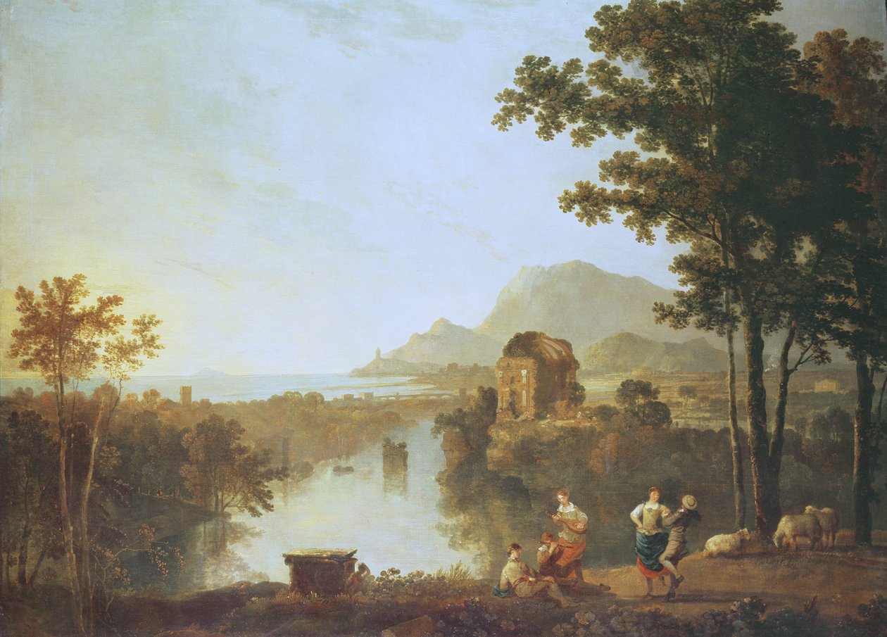 Extensa paisagem costeira à noite (óleo sobre tela) de Richard Wilson