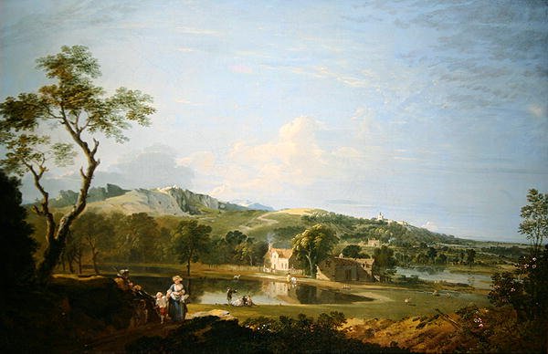 Paisagem com Cottages (óleo sobre tela) de Richard Wilson