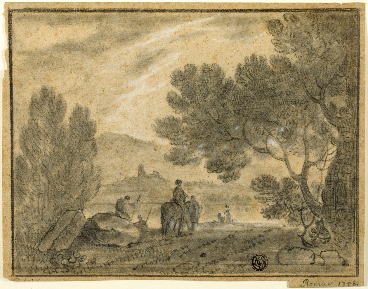 Campagna romana com figuras de Richard Wilson