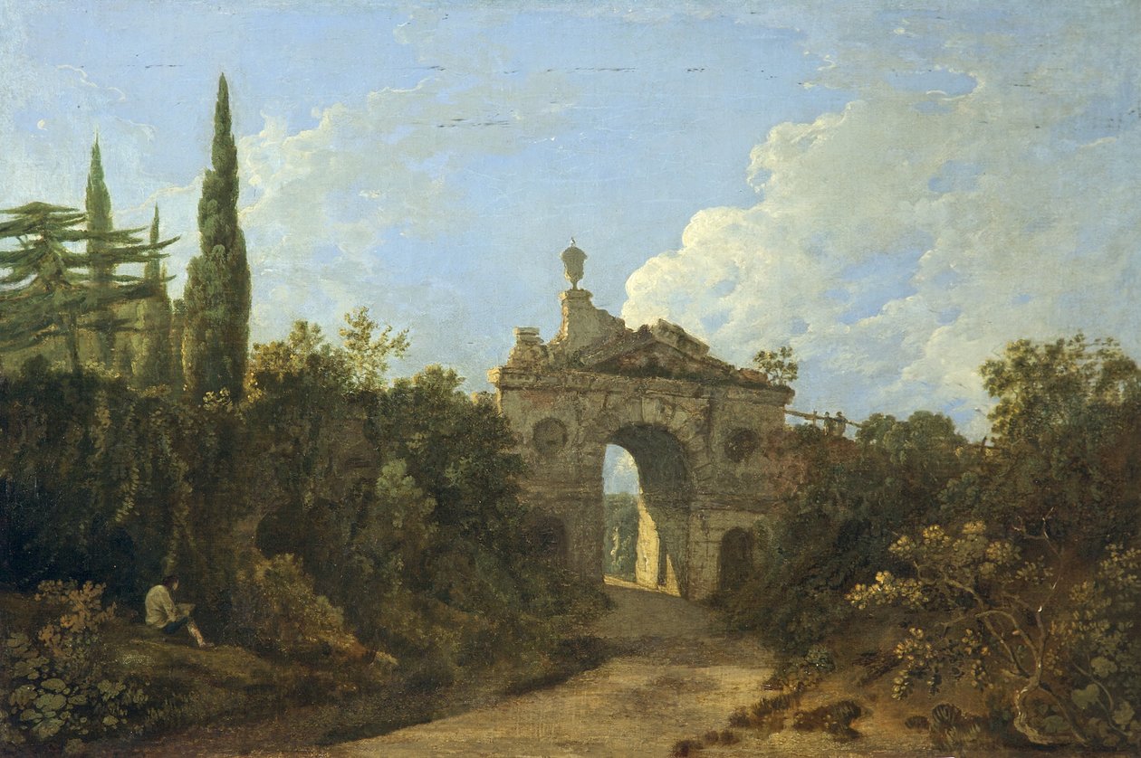 Arco arruinado em Kew Gardens, Surrey (óleo sobre tela) de Richard Wilson