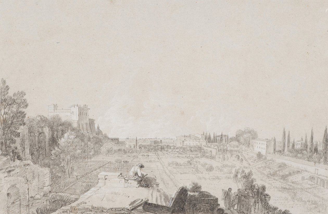 O Circo da Flora, Roma (lápis com altura branca sobre papel) de Richard Wilson