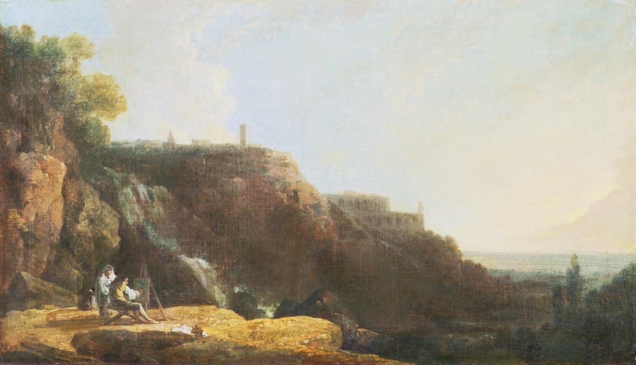 A Grande Cascata e Vila de Maecenas no Tivoli de Richard Wilson
