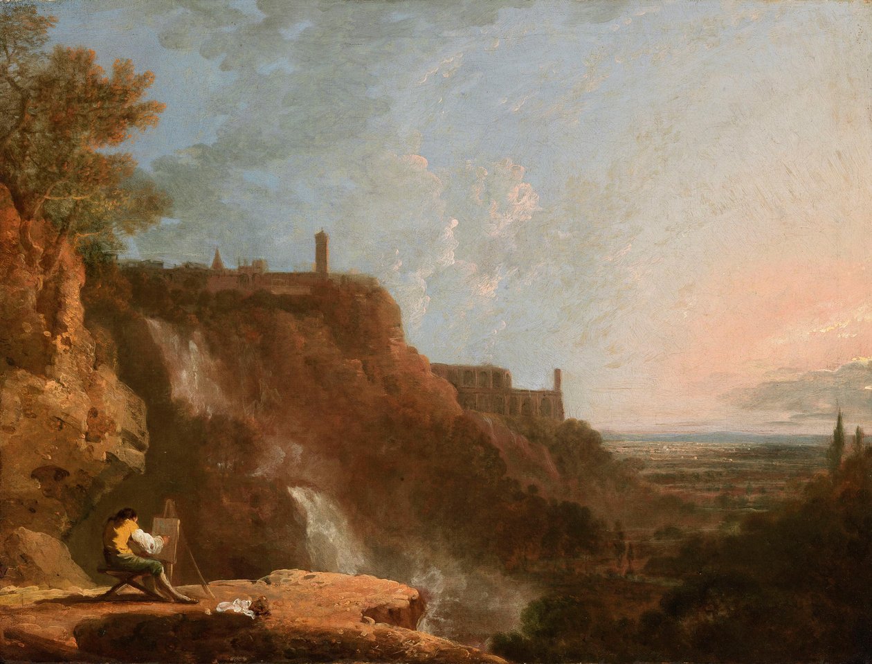 O palácio de Micenas, Tivoli, e vista distante de Roma de Richard Wilson