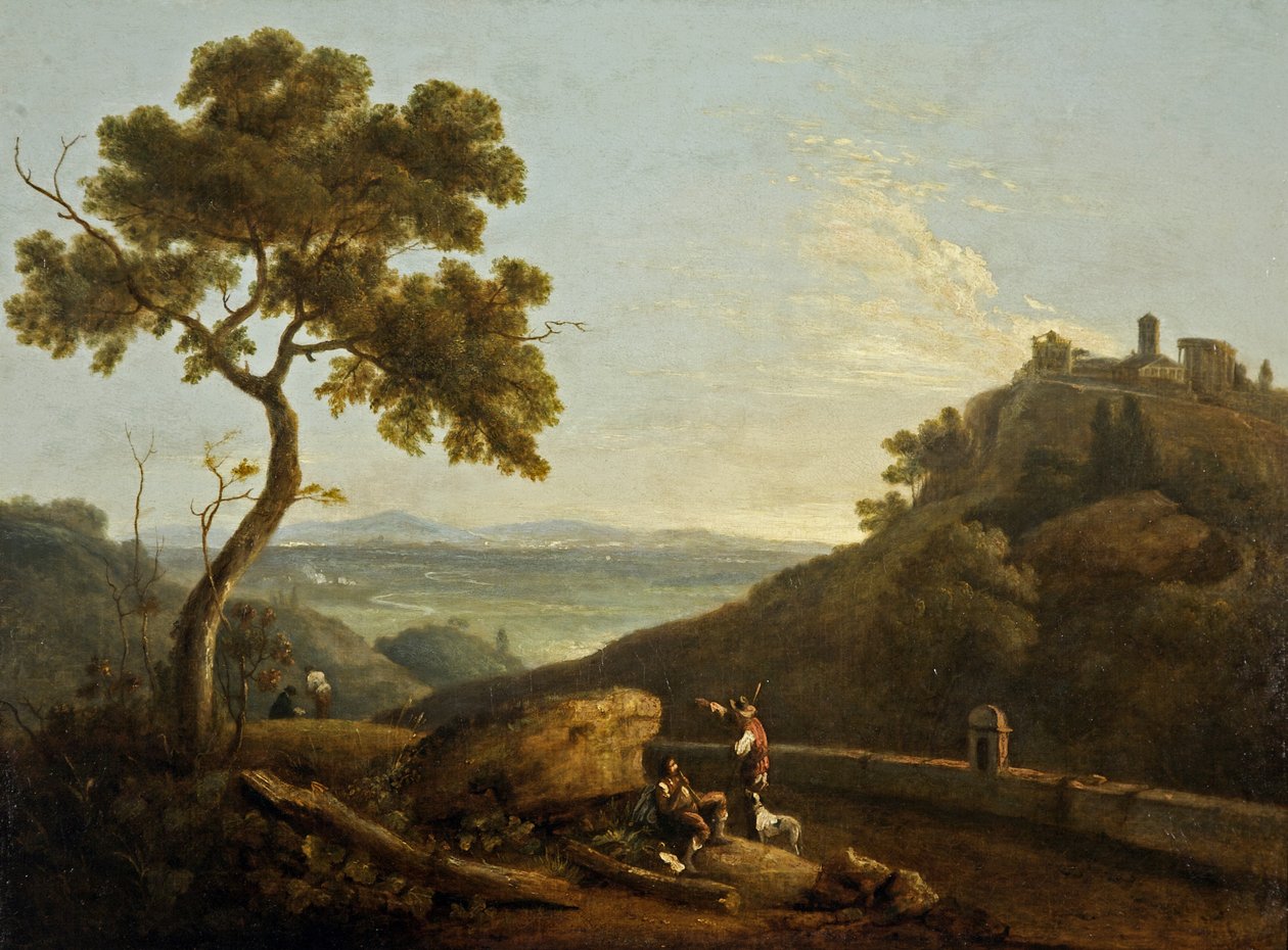 O Templo da Sibila e da Campagna, Tivoli, Itália (óleo sobre tela) de Richard Wilson